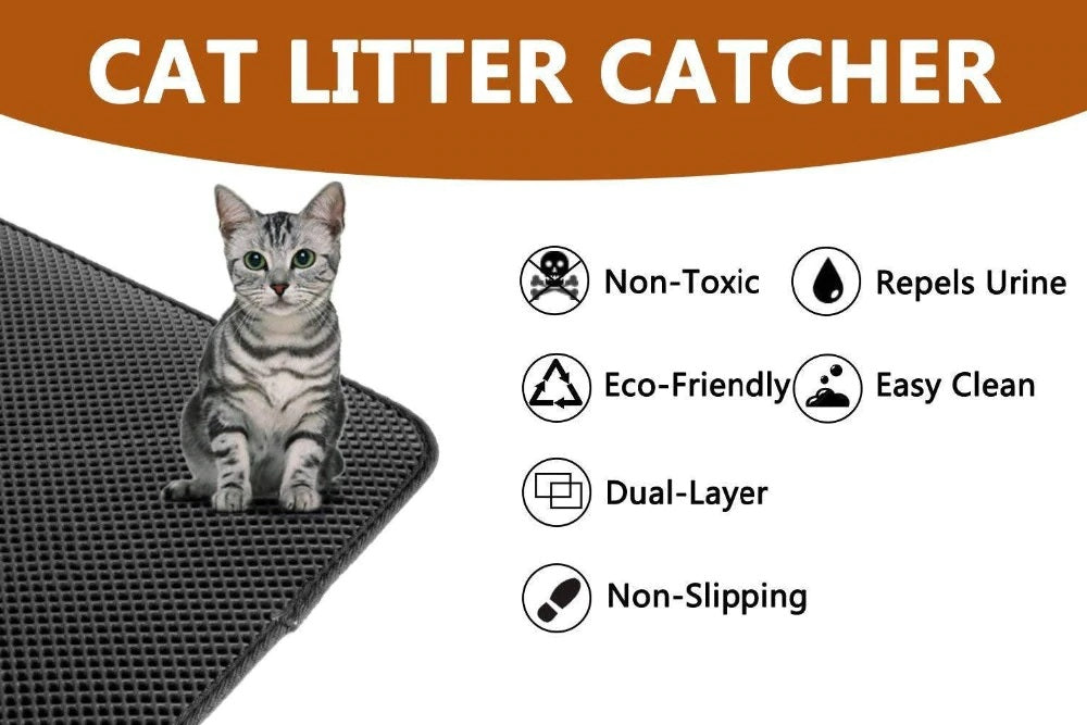 Double-Layer EVA Rubber Waterproof Cat Litter Mat Trapper Pad Pet Rug Pets Litter  Box Mat